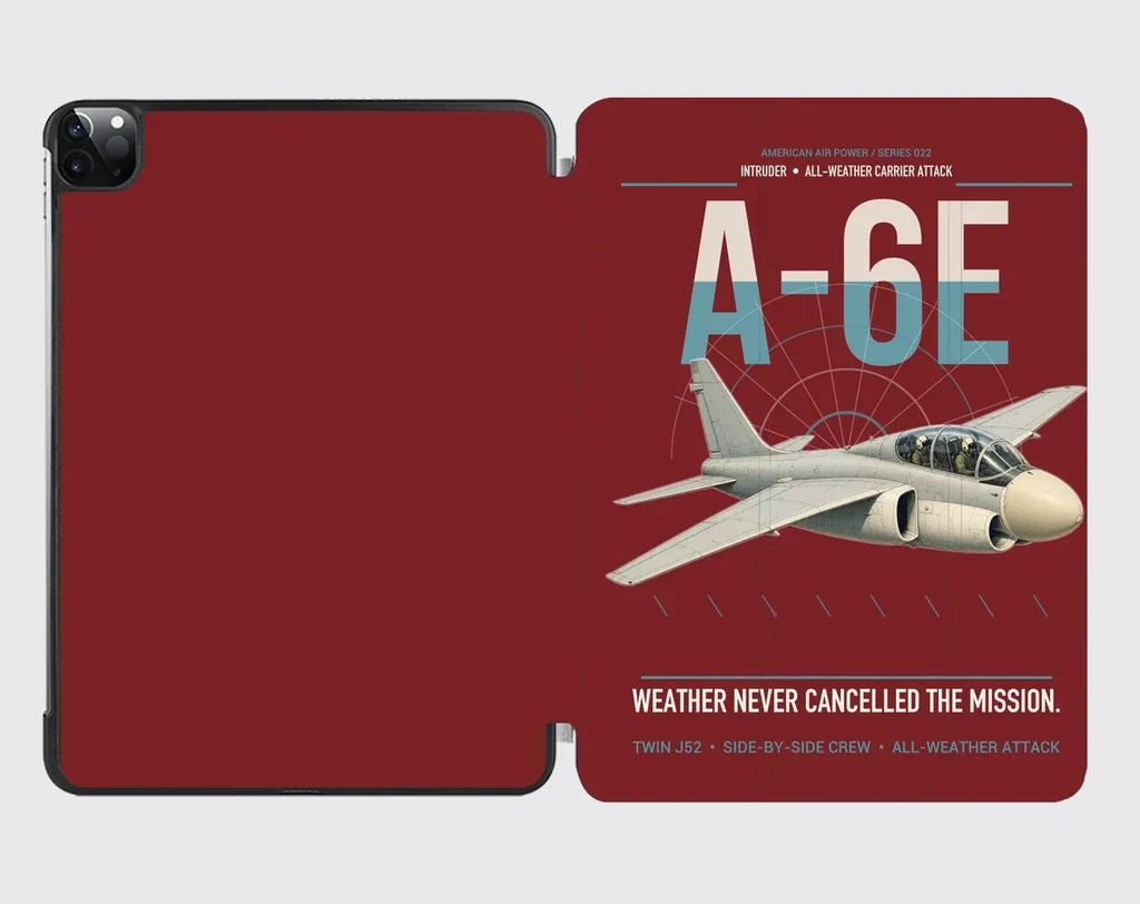 A-6E Intruder design on dark red ipad tablet case