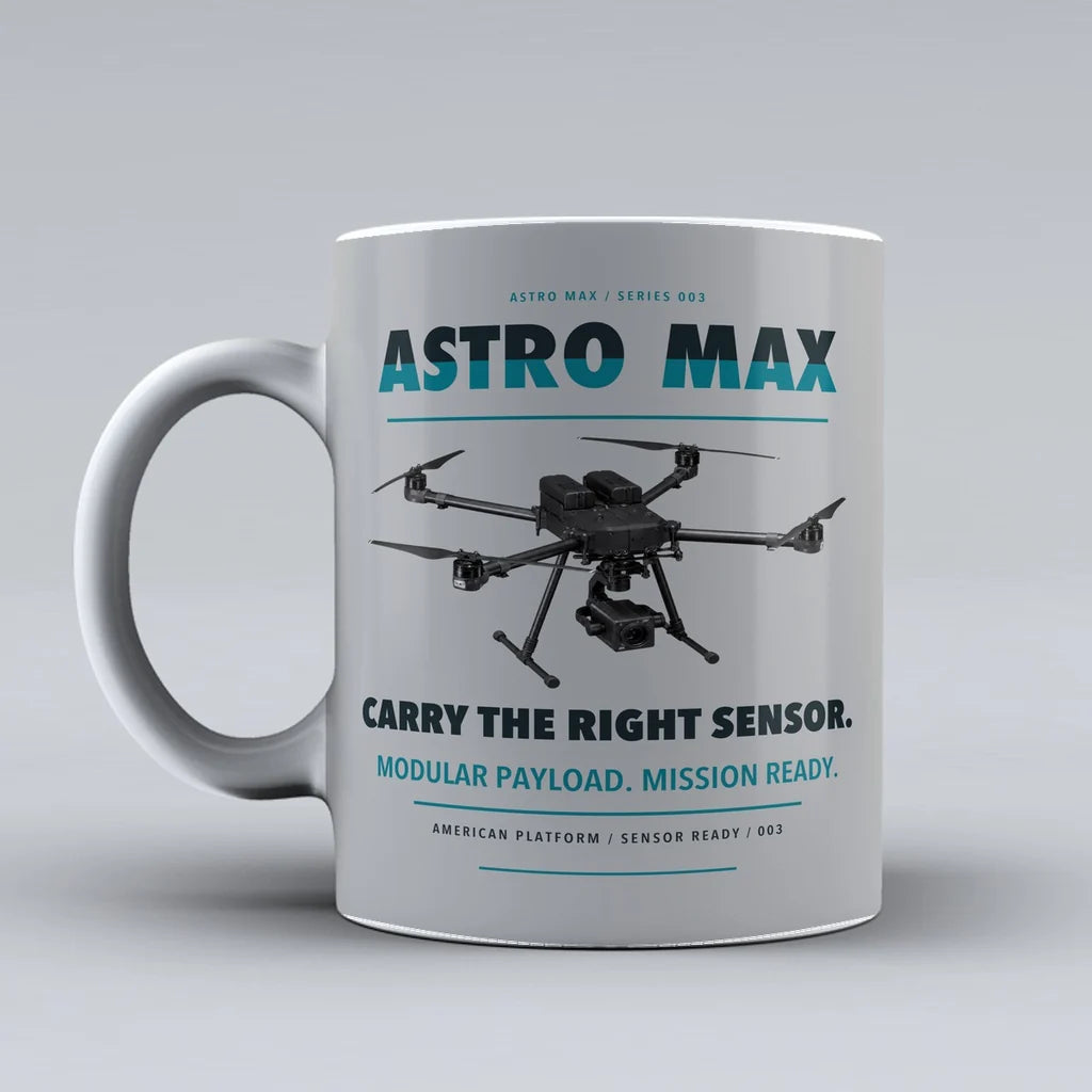 Astro Max Mug design on light gray freefly