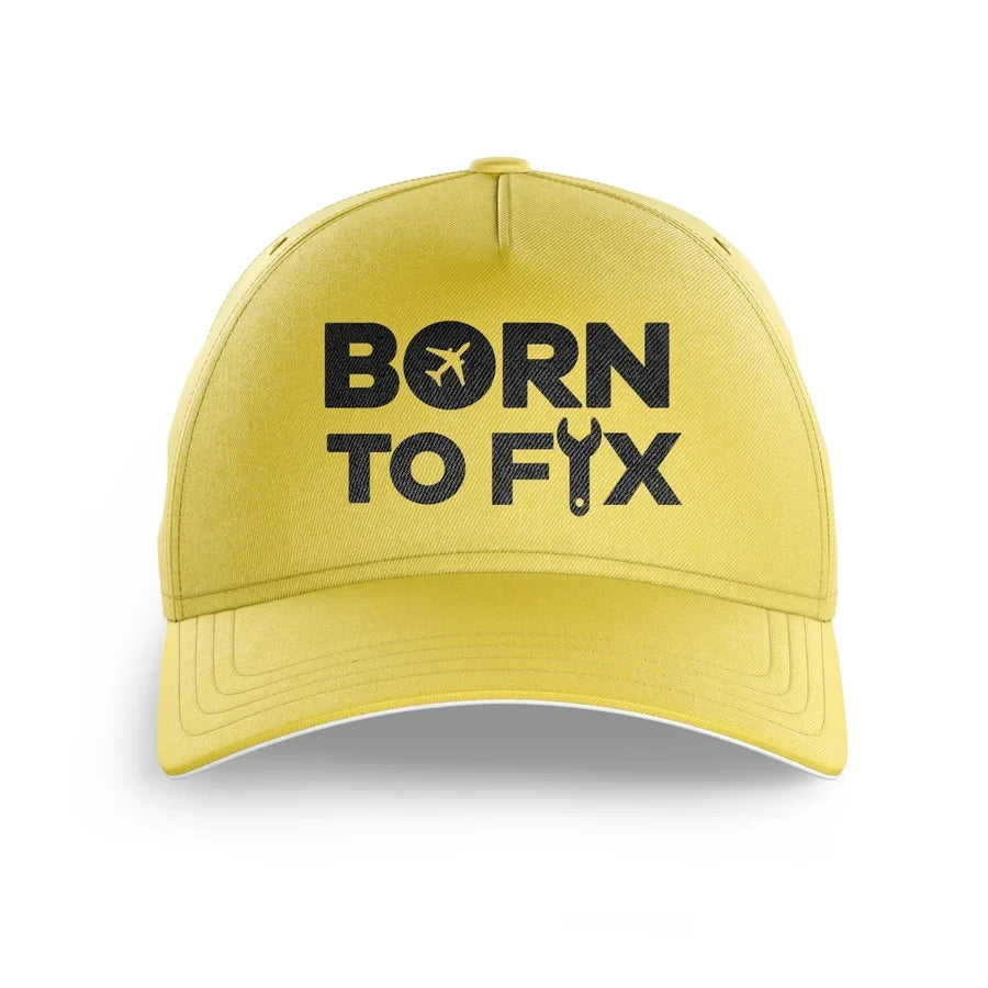 Born To Fix Airplanes printed hat - yellow