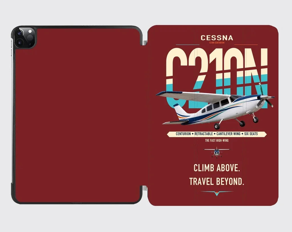 Cessna T210N Centurion design on dark red ipad tablet case