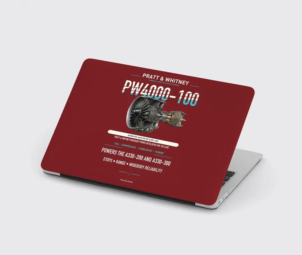 PW4000-100 design on dark red MacBook case