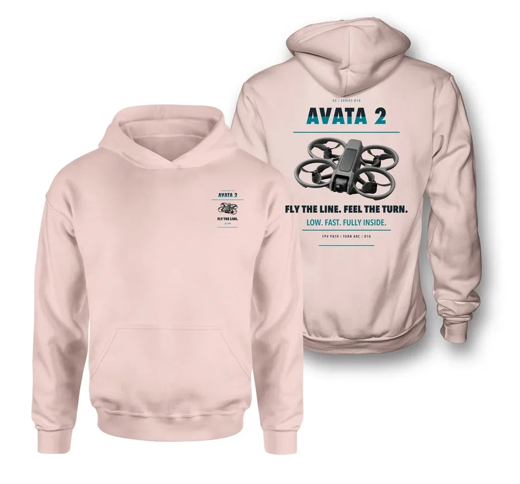 DJI Avata 2 design on pink hoodie