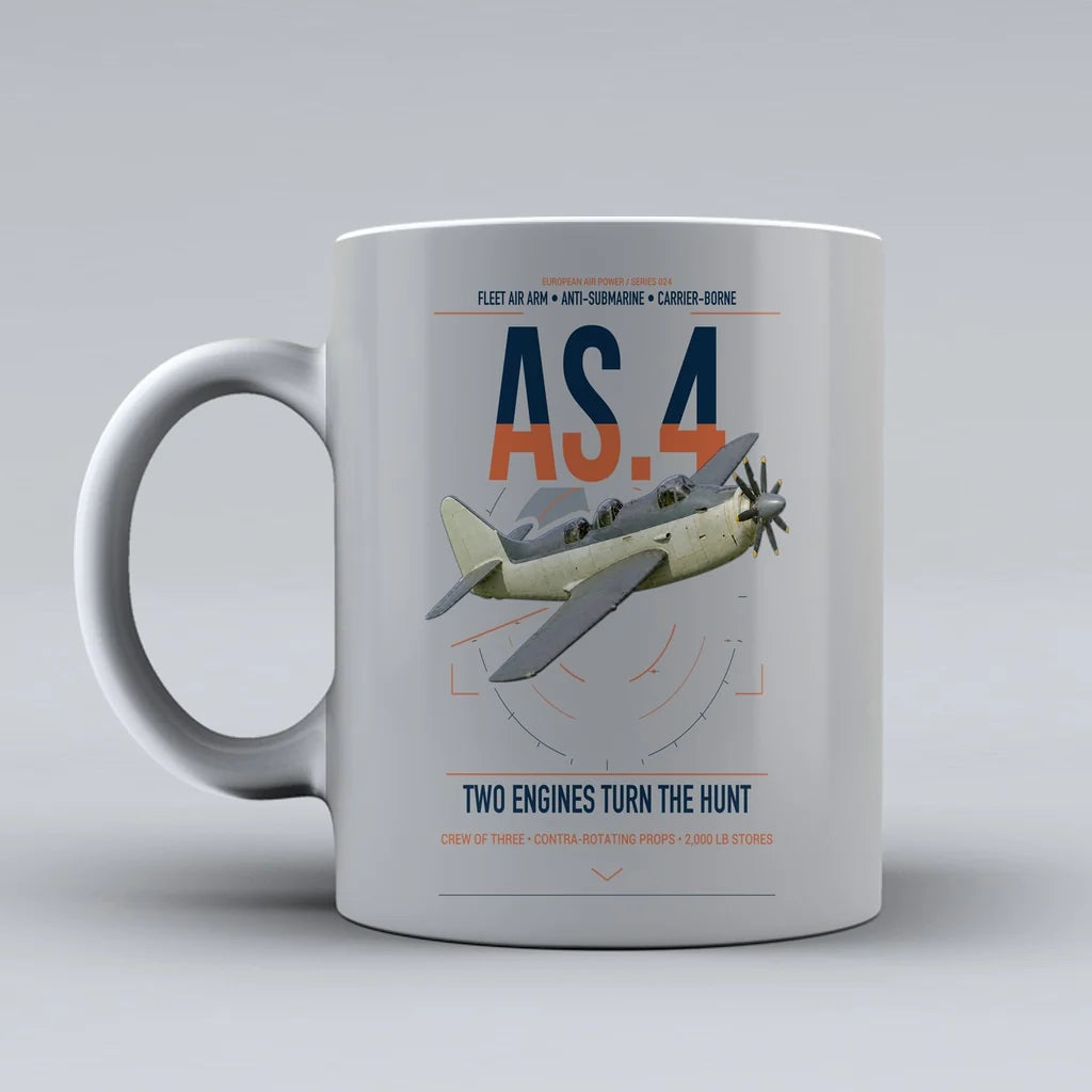 Fairey Gannet AS.4 design on light gray ceramic mug, double-side print