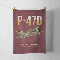 Thumbnail for P-47D Thunderbolt Razorback design on dark red towel