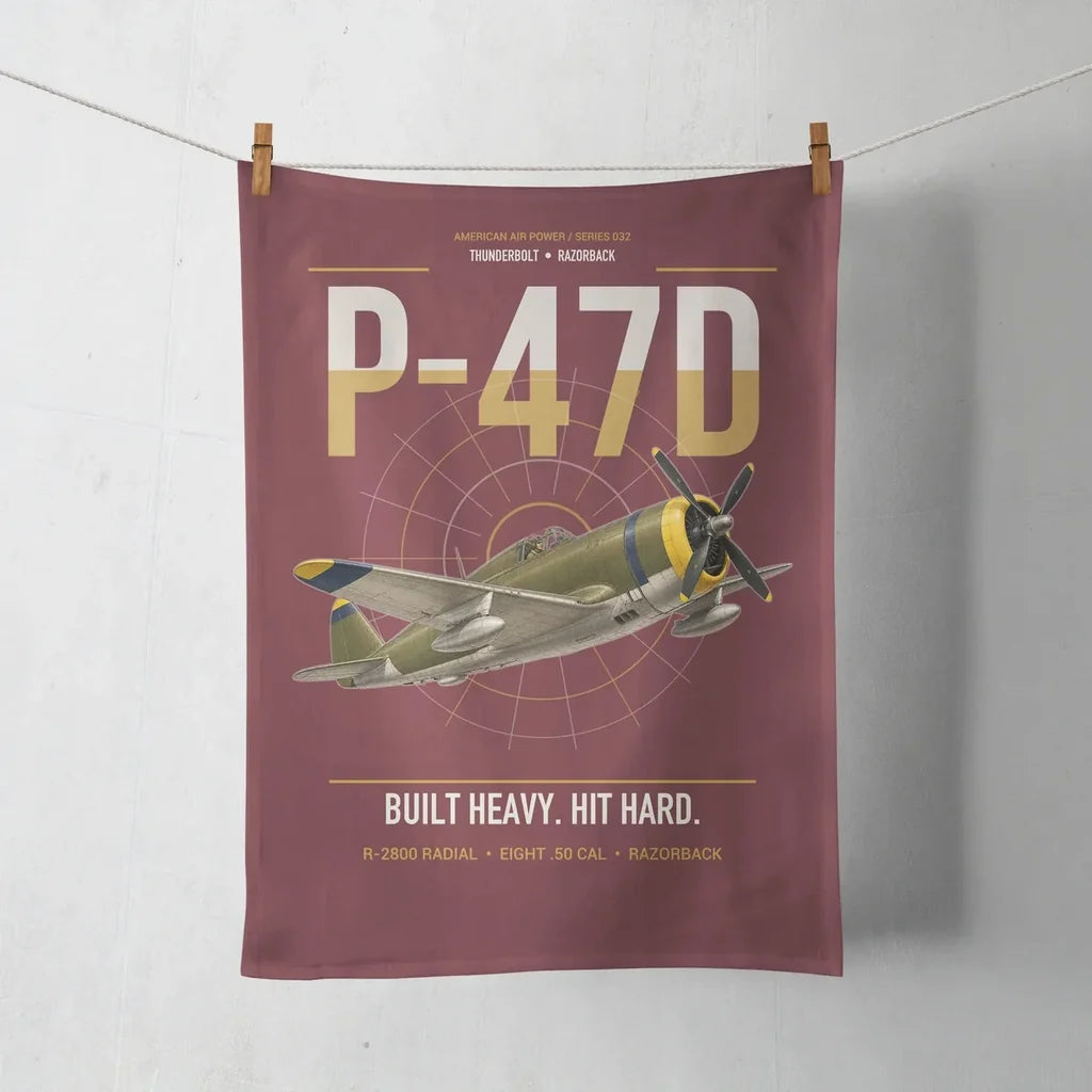 P-47D Thunderbolt Razorback design on dark red towel