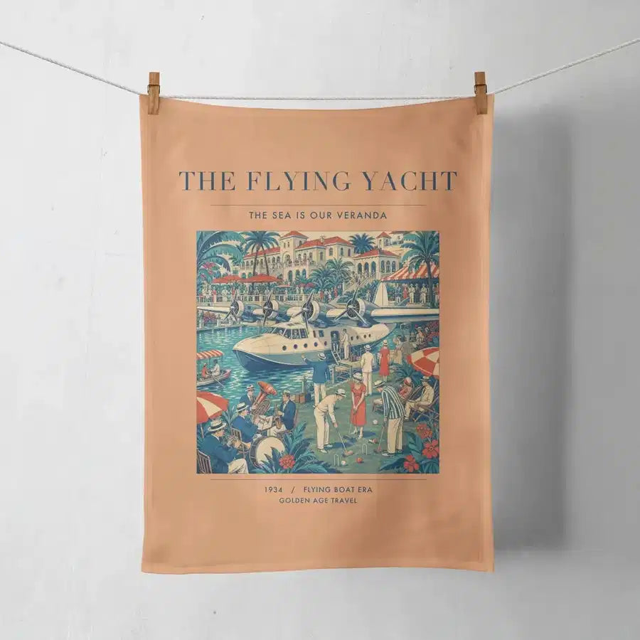 VINTAGE G4075 - The Flying Yacht - Designed Towels design on orange