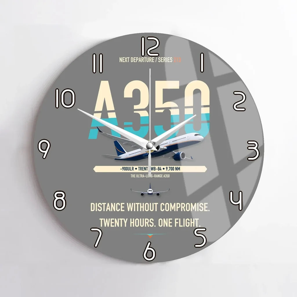 Airbus A350-900ULR design on gray no frame wall clock