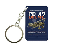 Thumbnail for Fiat CR.42 Falco design on navy blue designed key chain, double-side print