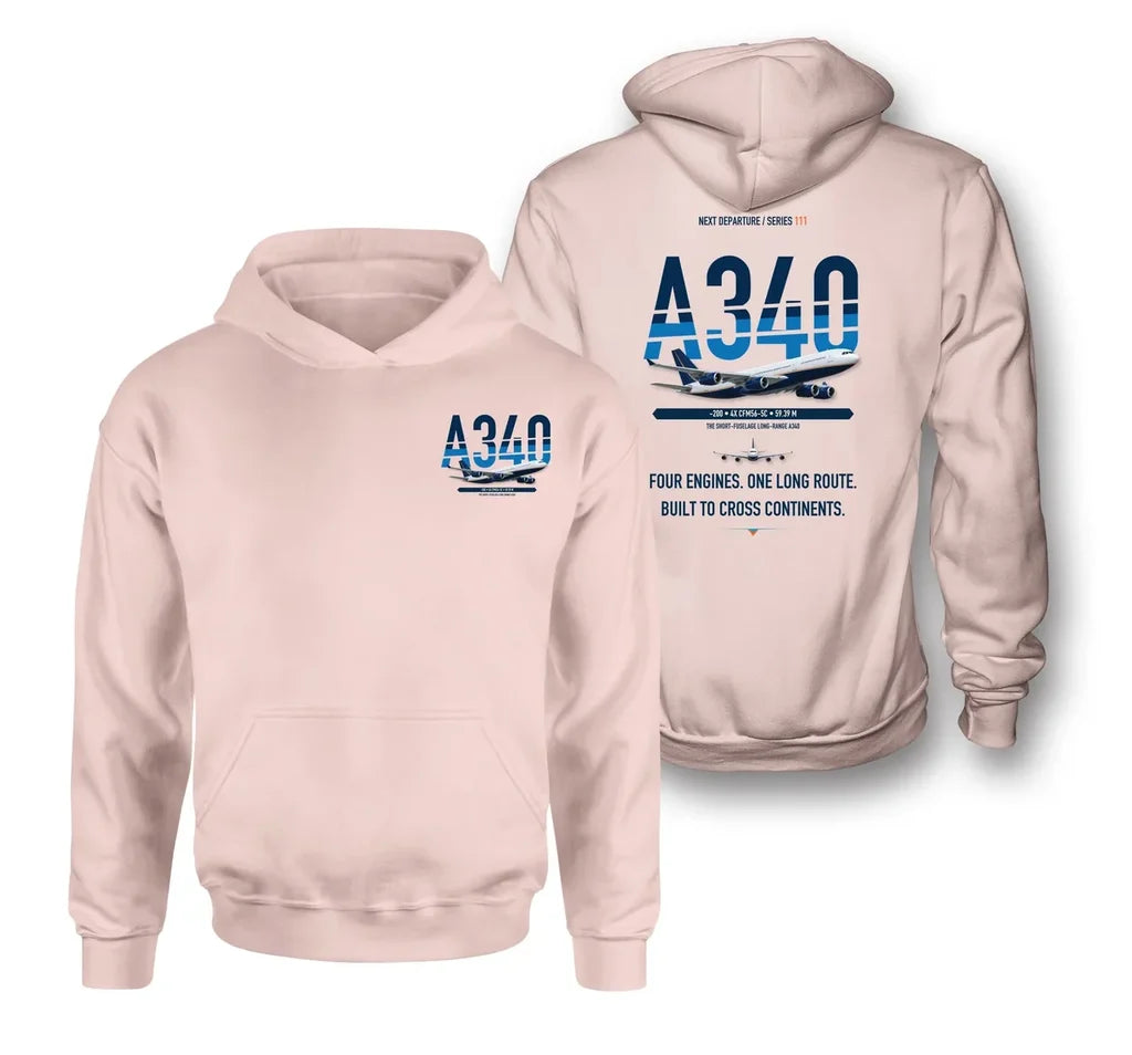 Airbus A340-200 design on pink hoodie