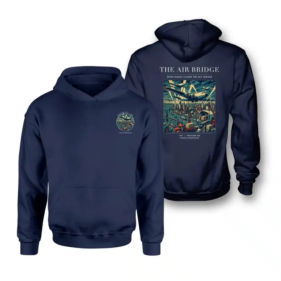VINTAGE G4099 - The Air Bridge - Double-Side Hoodie design on navyblue double side
