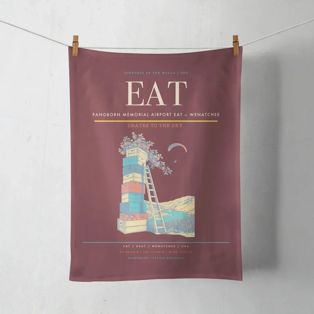 Pangborn Memorial Airport (EAT) design on dark red towel