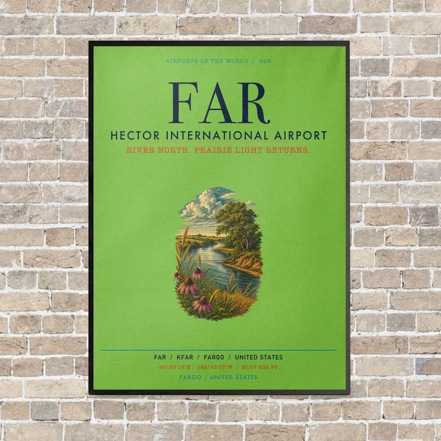 Hector International Airport FAR vertical canvas print - framed - light green background