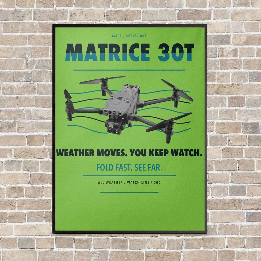 DJI Matrice 30T vertical canvas print - framed - light green background