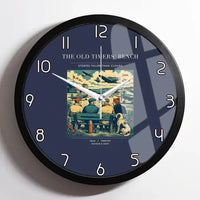 Thumbnail for VINTAGE G4140 - The Old Timers' Bench - Designed Wall Clocks design on navyblue framed
