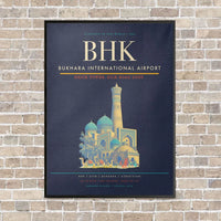 Thumbnail for Bukhara International Airport BHK - Canvas Framed - Navy Blue