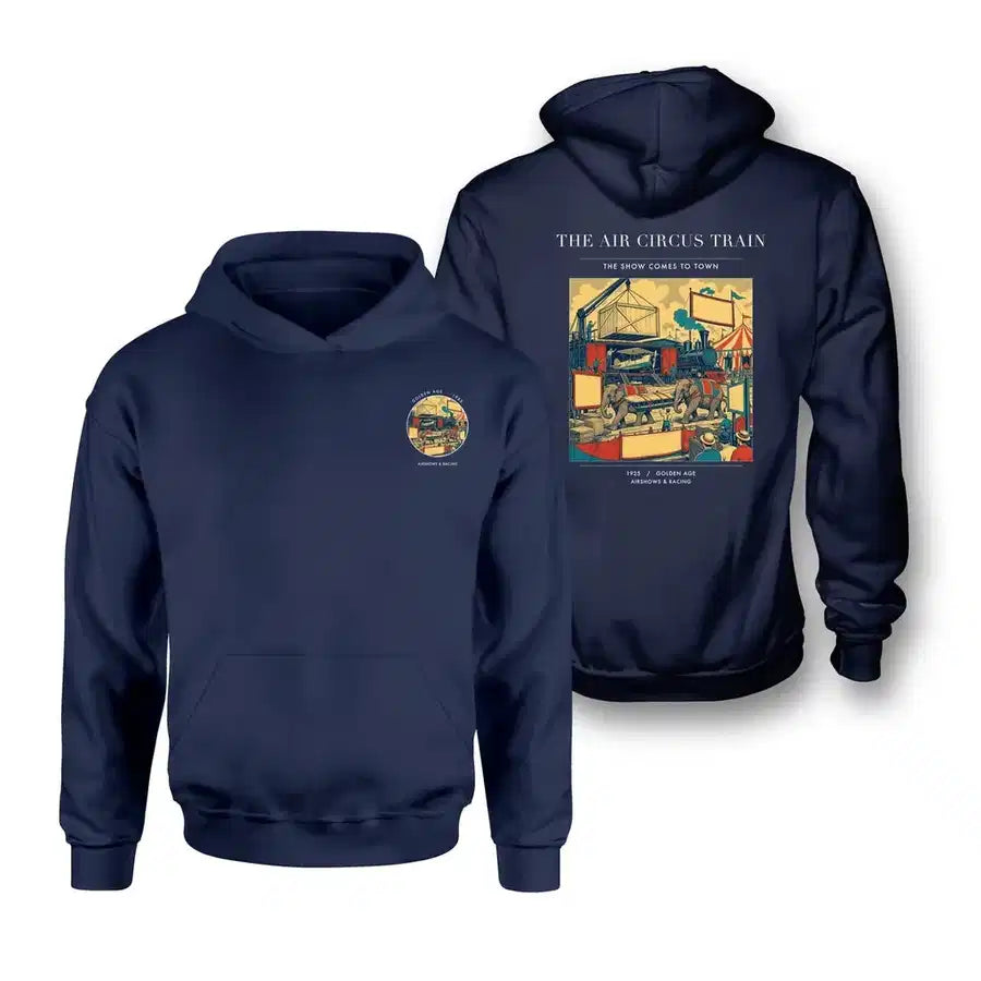 VINTAGE G4037 - The Air Circus Train - Double-Side Hoodie design on navyblue double side