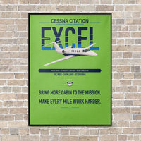Thumbnail for Cessna Citation Excel vertical canvas print - framed - light green background