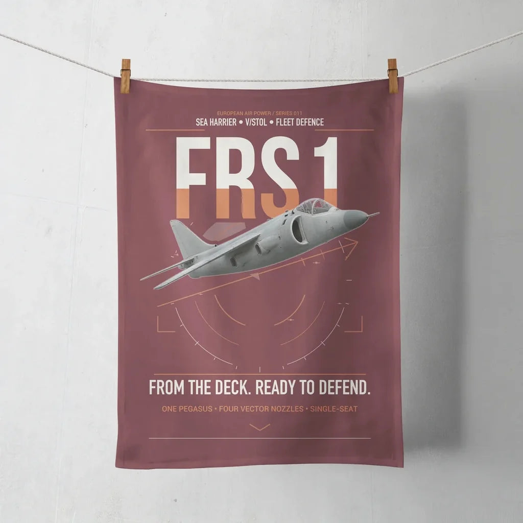 British Aerospace Sea Harrier FRS.1 design on dark red towel