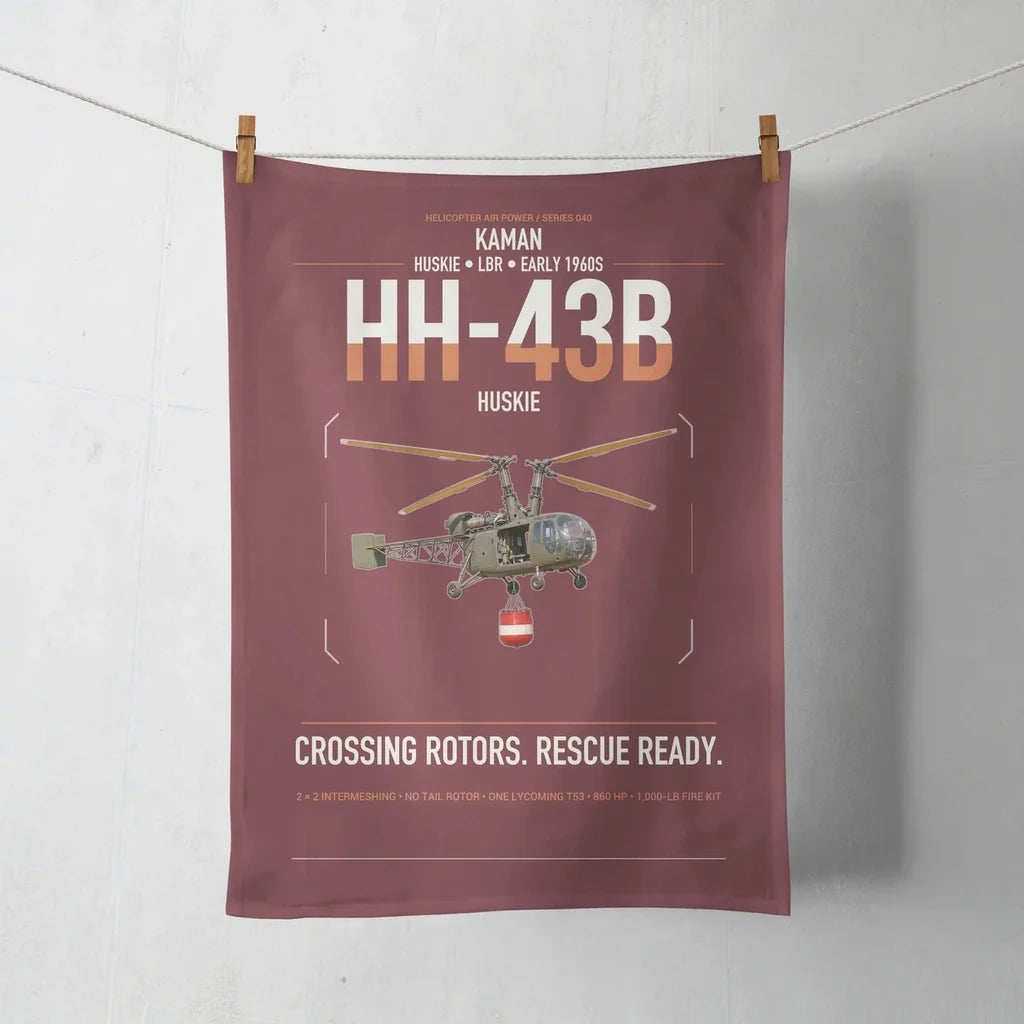 Kaman HH-43B Huskie design on dark red towel
