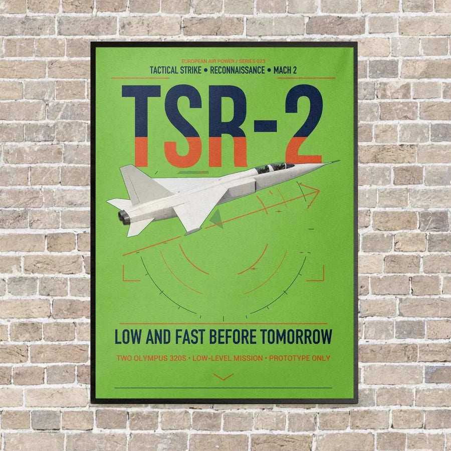 BAC TSR-2 vertical canvas print - framed - light green background