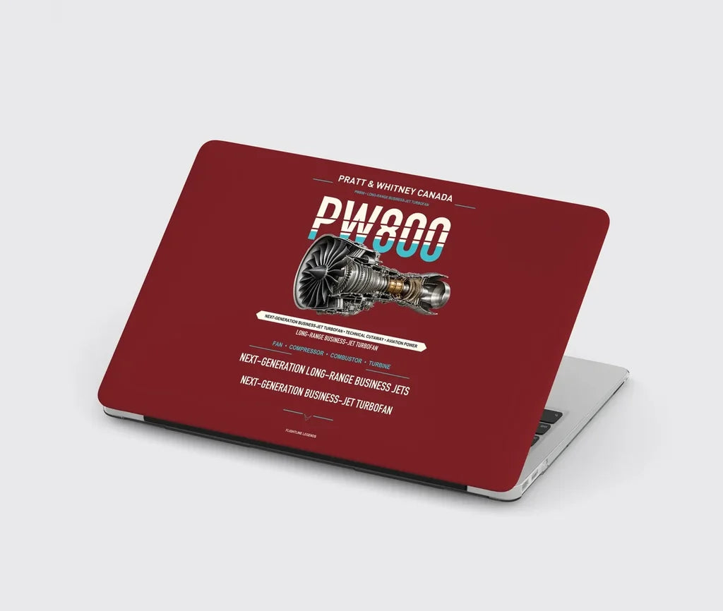 PW800 design on dark red MacBook case