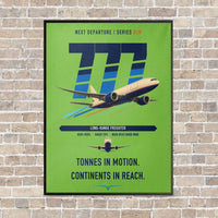 Thumbnail for Boeing 777F vertical canvas print - framed - light green background