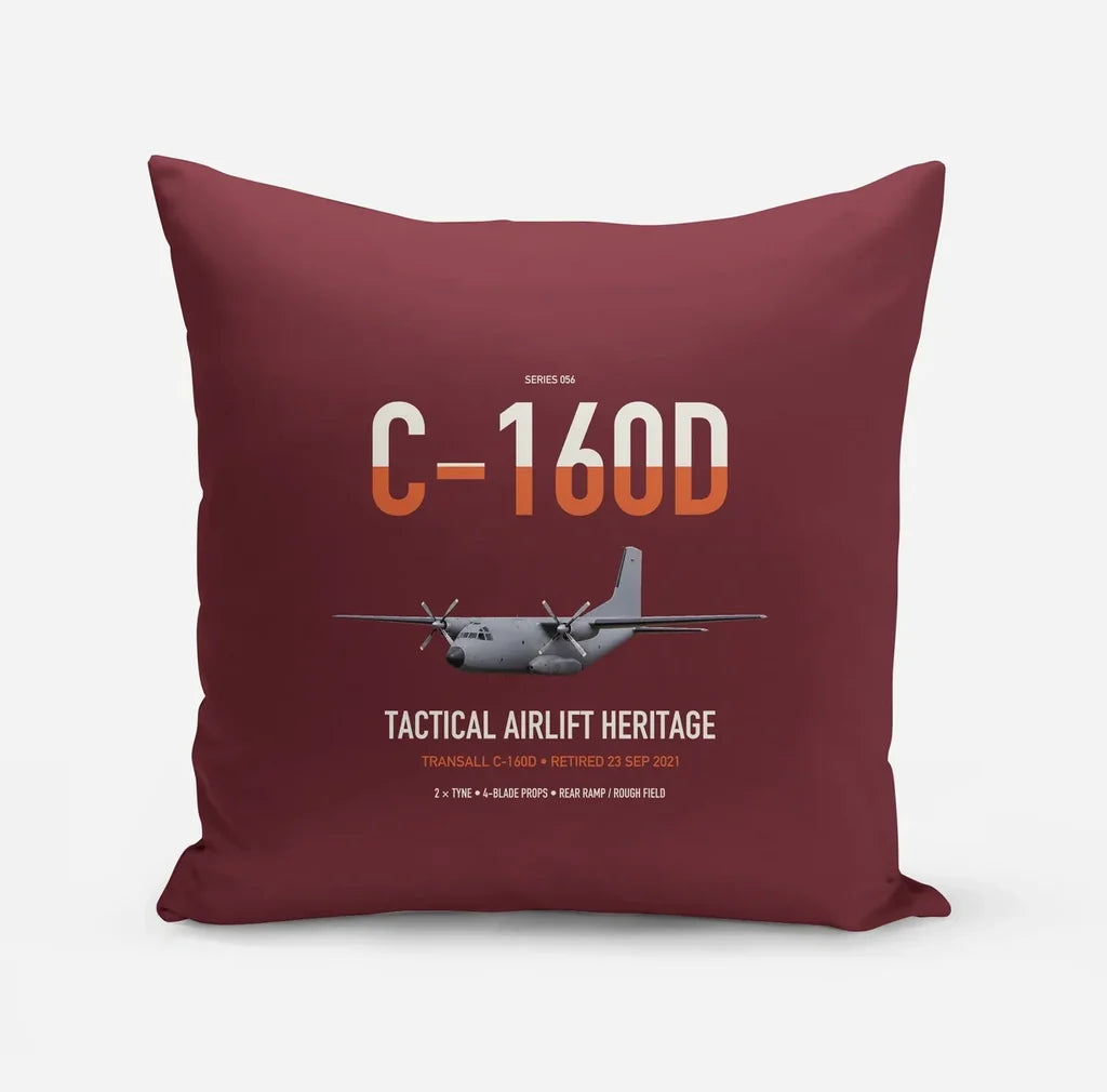 Transall C-160D design on dark red pillow