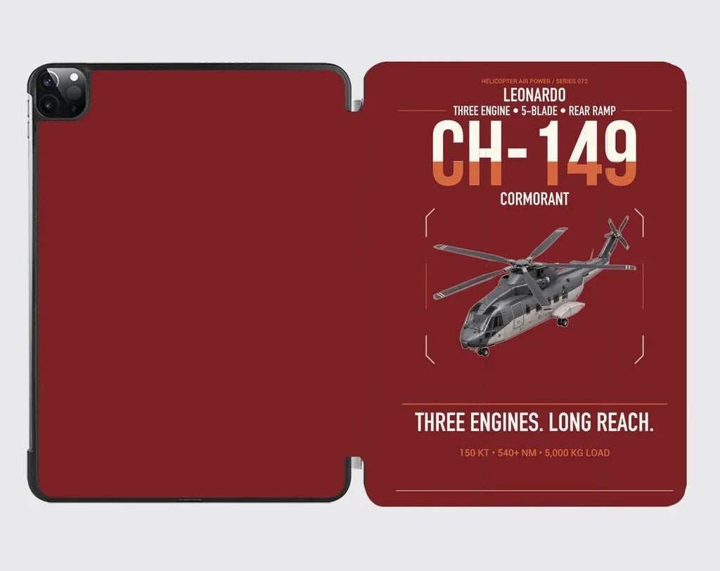 Leonardo CH-149 Cormorant design on dark red ipad tablet case