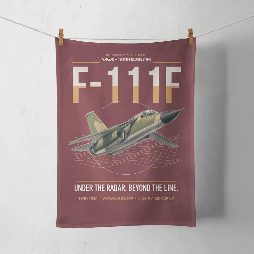 F-111F Aardvark design on dark red towel