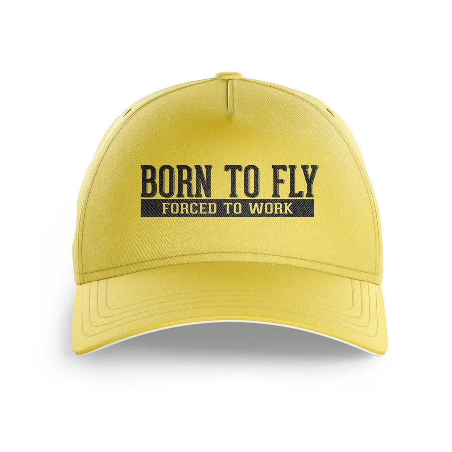 Born To Fly Forced To Work printed hat - yellow
