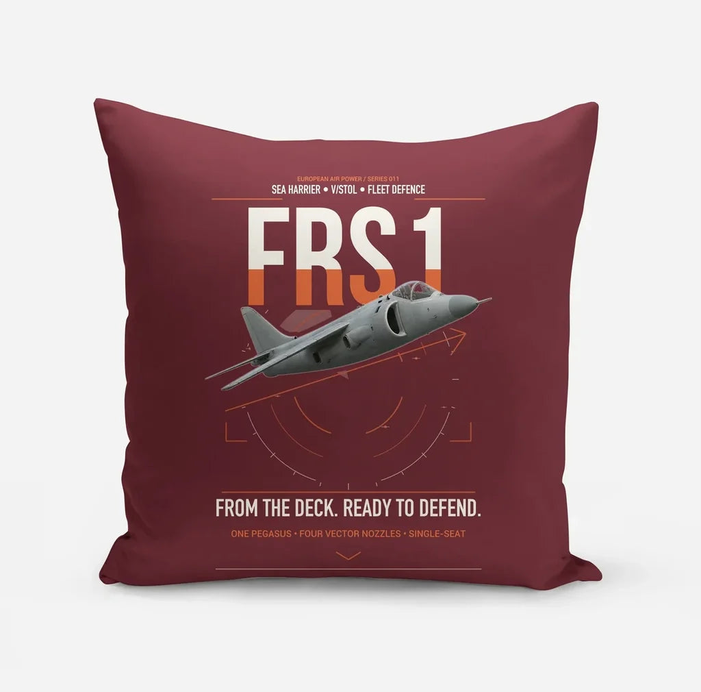 British Aerospace Sea Harrier FRS.1 design on dark red pillow
