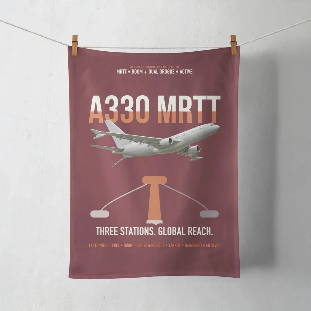 Airbus A330 MRTT design on dark red towel