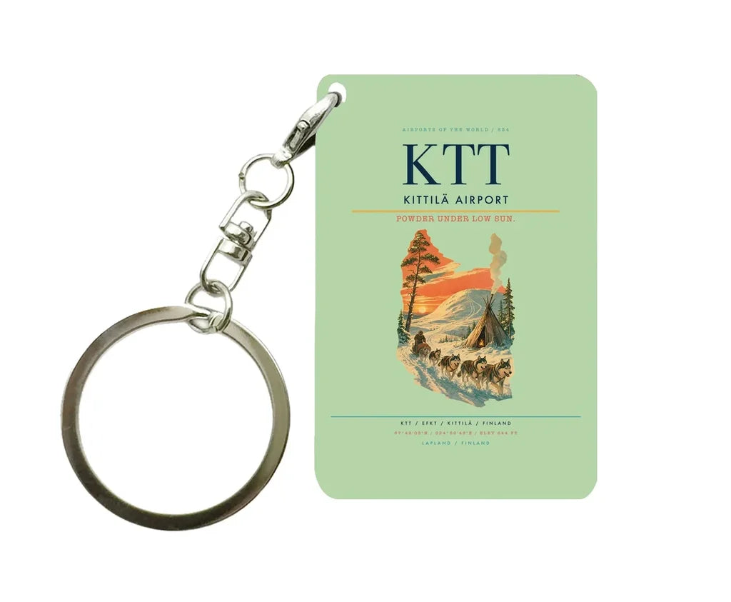 Kittilä Airport (KTT) design on light green key chain