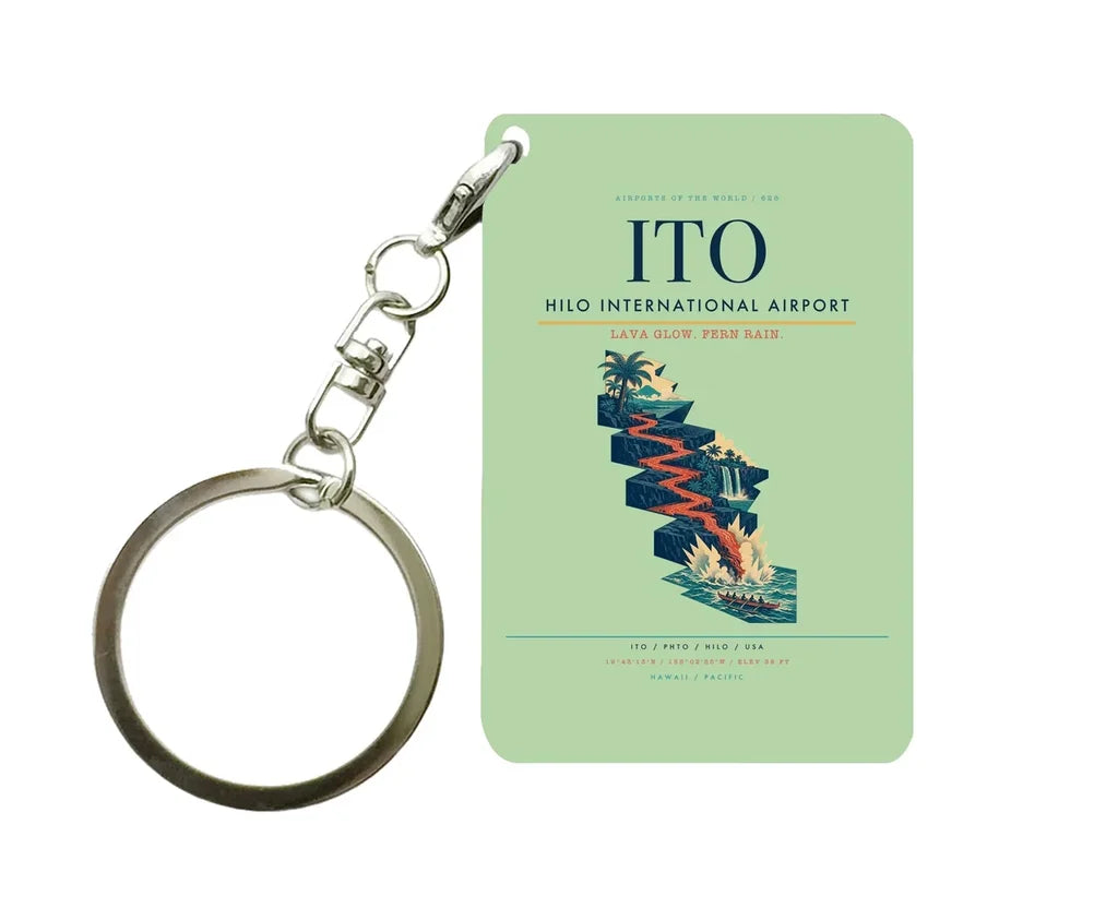 Hilo International Airport (ITO) design on light green key chain