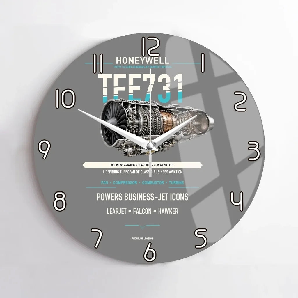 TFE731 design on gray no frame wall clock