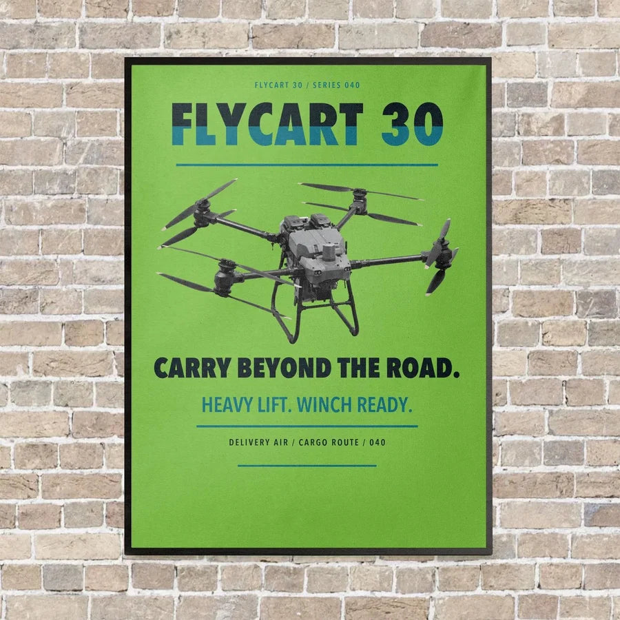 DJI FlyCart 30 vertical canvas print - framed - light green background