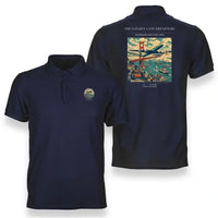 Thumbnail for VINTAGE G4116 - The Golden Gate Departure - Double-Side Polo T-Shirt design on navyblue