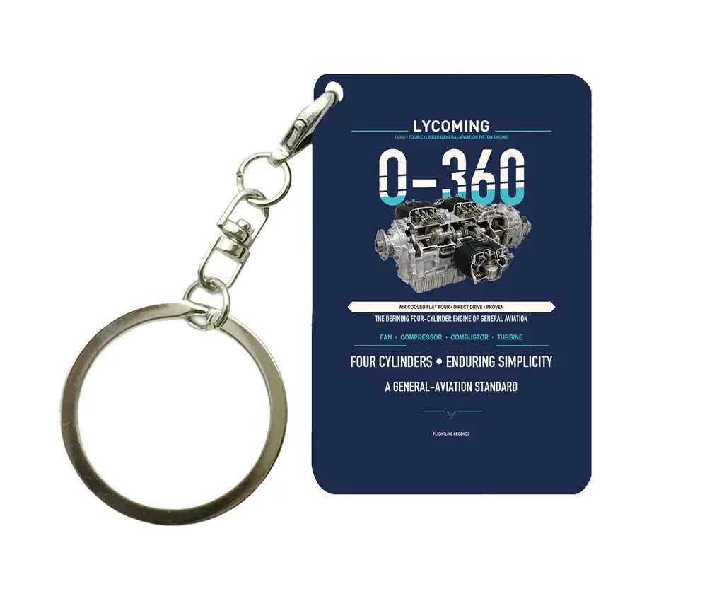 O-360 Key Chain design on navy blue key chain