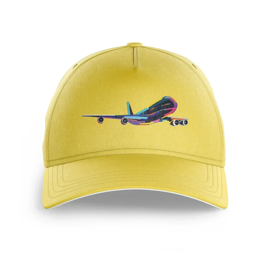 Multicolor Airplane printed hat - yellow