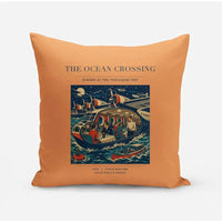 Thumbnail for VINTAGE G4058 - The Ocean Crossing - Designed Pillows design on orange