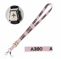 Thumbnail for Airbus A380 Flat Text seat belt lanyard - pink