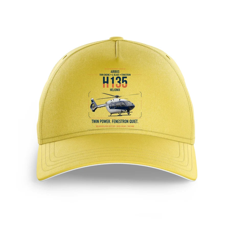 Airbus H135 design on yellow printed hat