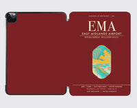 Thumbnail for East Midlands Airport (EMA) design on dark red ipad tablet case