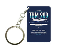 Thumbnail for Daher TBM 900 design on navy blue designed key chain, double-side print