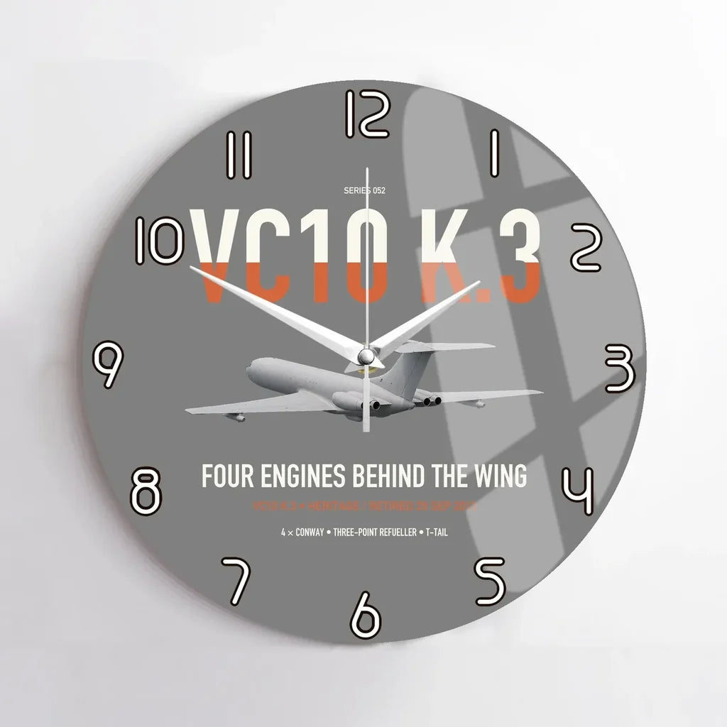 Vickers VC10 K.3 design on gray no frame wall clock
