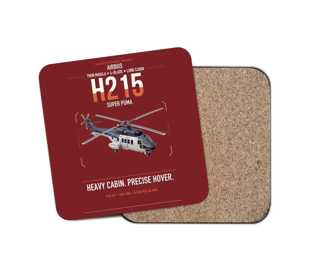 Airbus H215 design on dark red 1 piece coaster
