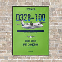 Thumbnail for Dornier D328-100 vertical canvas print - framed - light green background