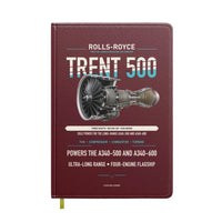 Thumbnail for TRENT 500 design on dark red notebook