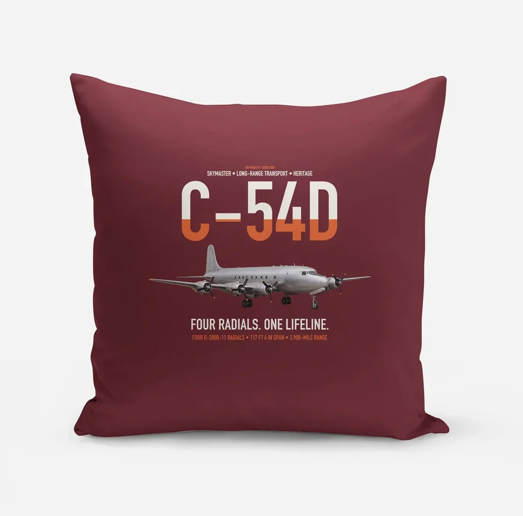 C-54D Skymaster design on dark red pillow