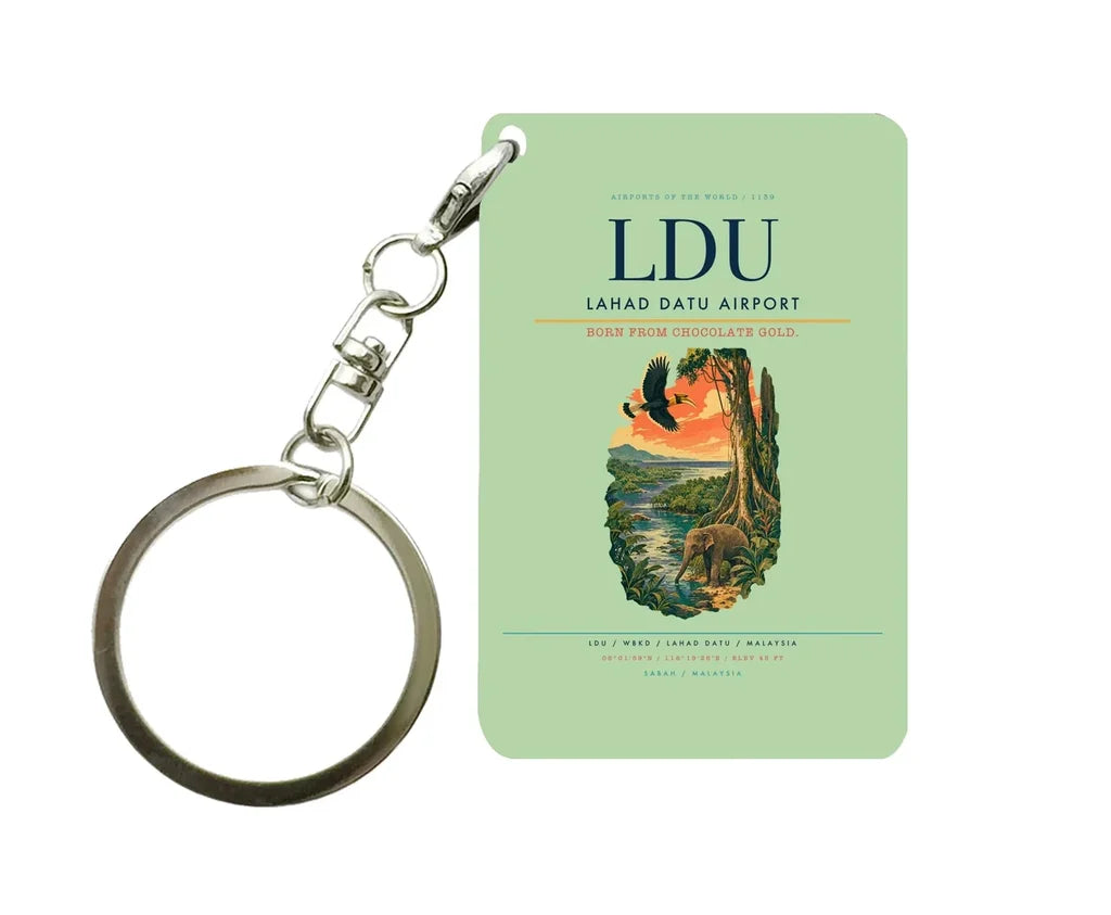 Lahad Datu Airport (LDU) design on light green key chain